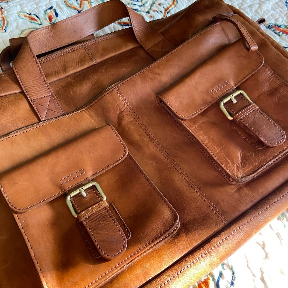 Rawlings Vintage Leather Briefcase Laptop - Cognac